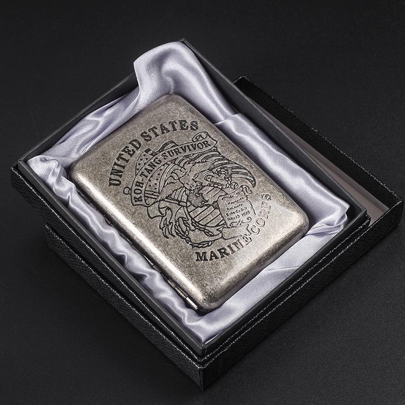 Vintage Antique Silver Dual-Use Cigarette Case for 6.5mm Medium/Regular Cigarettes - Holds 20/16 Count