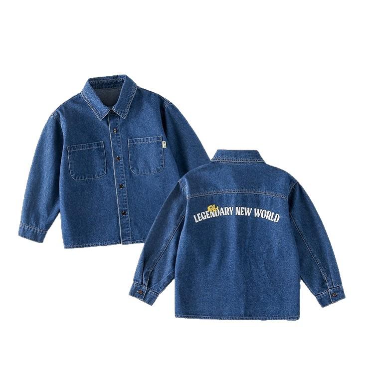 Soft Denim Cotton Boys' Shirt Jacket, Autumn/Spring 2026 Style, Children's Long-Sleeved Top