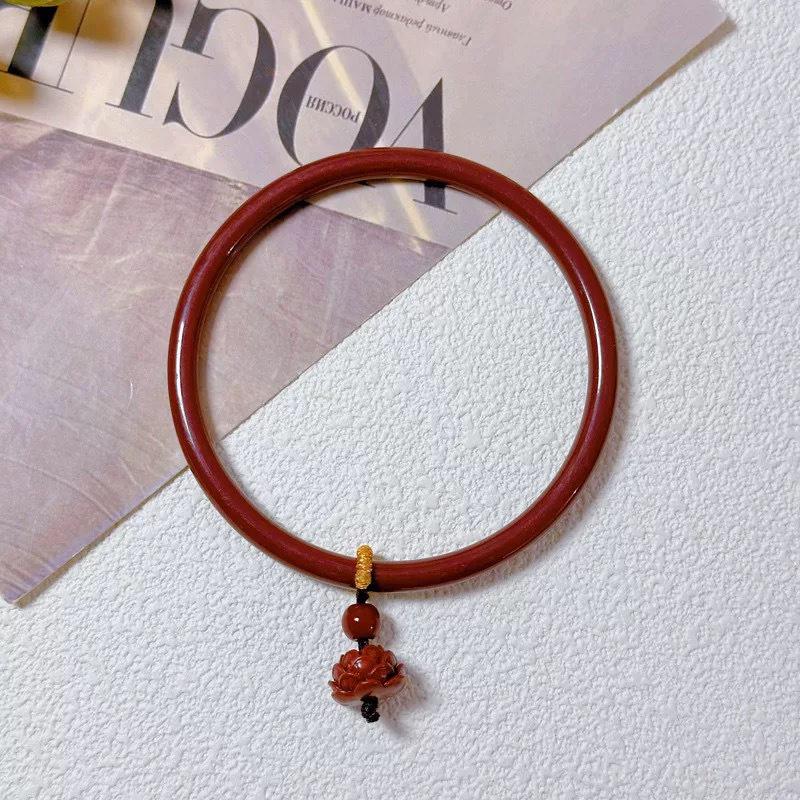 Cinnabar Red Glazed Lucky Bag Charm Bracelet - Best Friend Gift