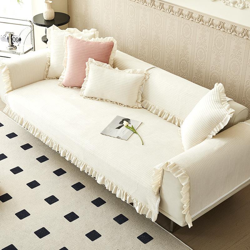 Winter-Plüsch-Sofakissen für alle Jahreszeiten, rutschfest, einfach, moderner Bezug, vollständiger Bezug, verdicktes Stoffhandtuch