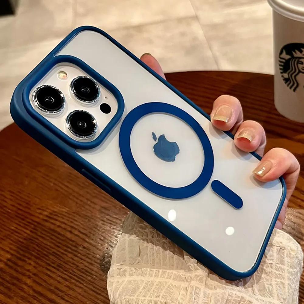 Carcasă Nouă Roz Transparentă Acrilică pentru iPhone 17 16 15 14 11 Pro Max 13 12 Mini Dură Rezistentă la Șocuri Puternică Magnetică Magsafe