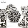 7 Pcs White Leaf Flower Metal Dice Hollow Metal Polyhedral Dice Set Suitable For Role-Playing Dice PropBoard Game Gift