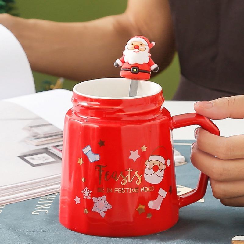 Kubek świąteczny, kubek, kubek ceramiczny, kubek wody pitnej z pokrywką, prezent biurowy, filiżanka kawy, filiżanka herbaty, kubek mleka