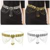 Fringed Coins Chain Belt for Women Hollowed Waist Chain Ethnic Decorative Dress Belt Party Waist Decors Body Jewelry