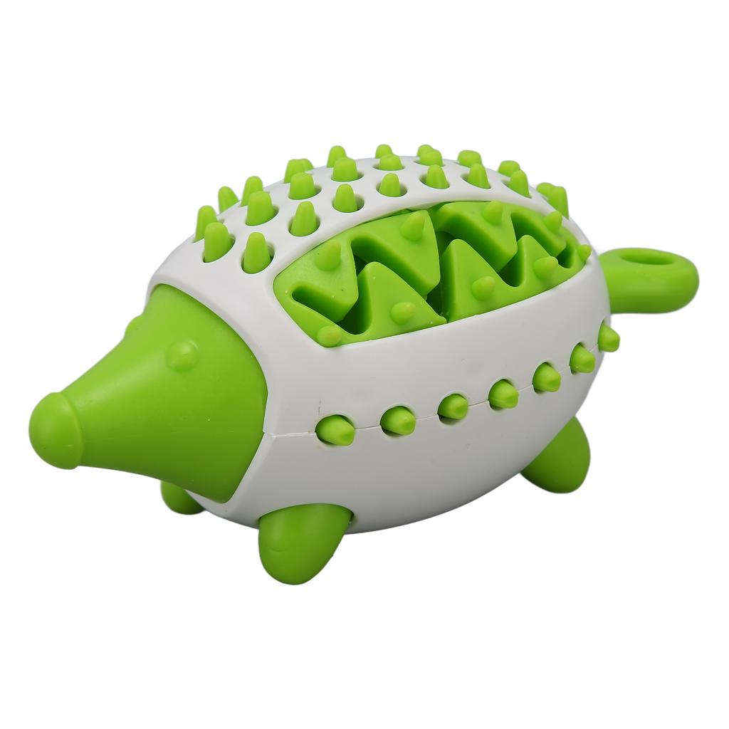 Dog Treat Dispensing Toy Teeth Grinding Cleaning Bite Resistant Hedgehog Shape Puppy Chewing Puzzle Toy Green