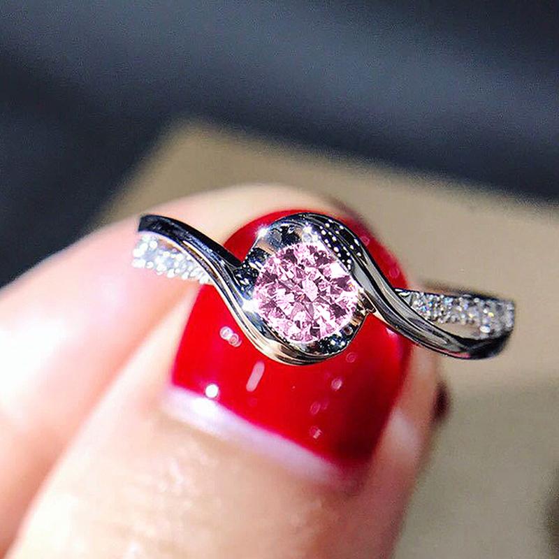 Huitan Luxury Trendy Women Wedding Rings White/Pink/Green/Blue Cubic Zirconia Engagement Accessories Fashion Jewelry