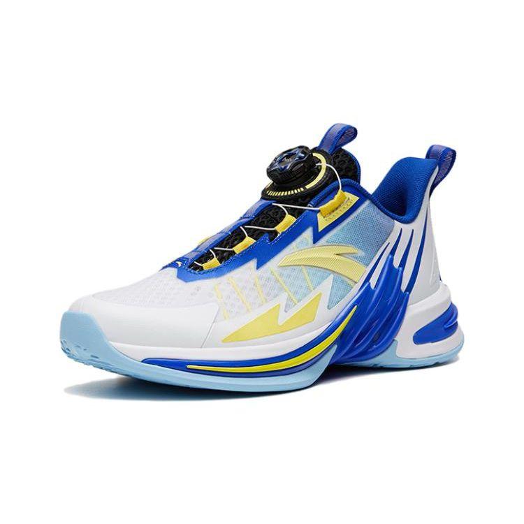 Anta Whirlwind Mesh Durable Breathable High-Top Kids Basketball Shoes Kids sneaker Bright-Blue White 312321118H-5