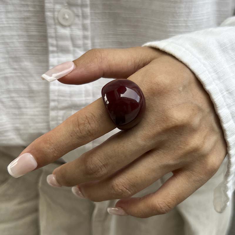 Y2K Vintage Unregelmäßige Glatte Harz Kunststoff Ringe für Damen Neuer Trend Boho Geometrische Fingerringe Ästhetischer Party Schmuck Geschenke