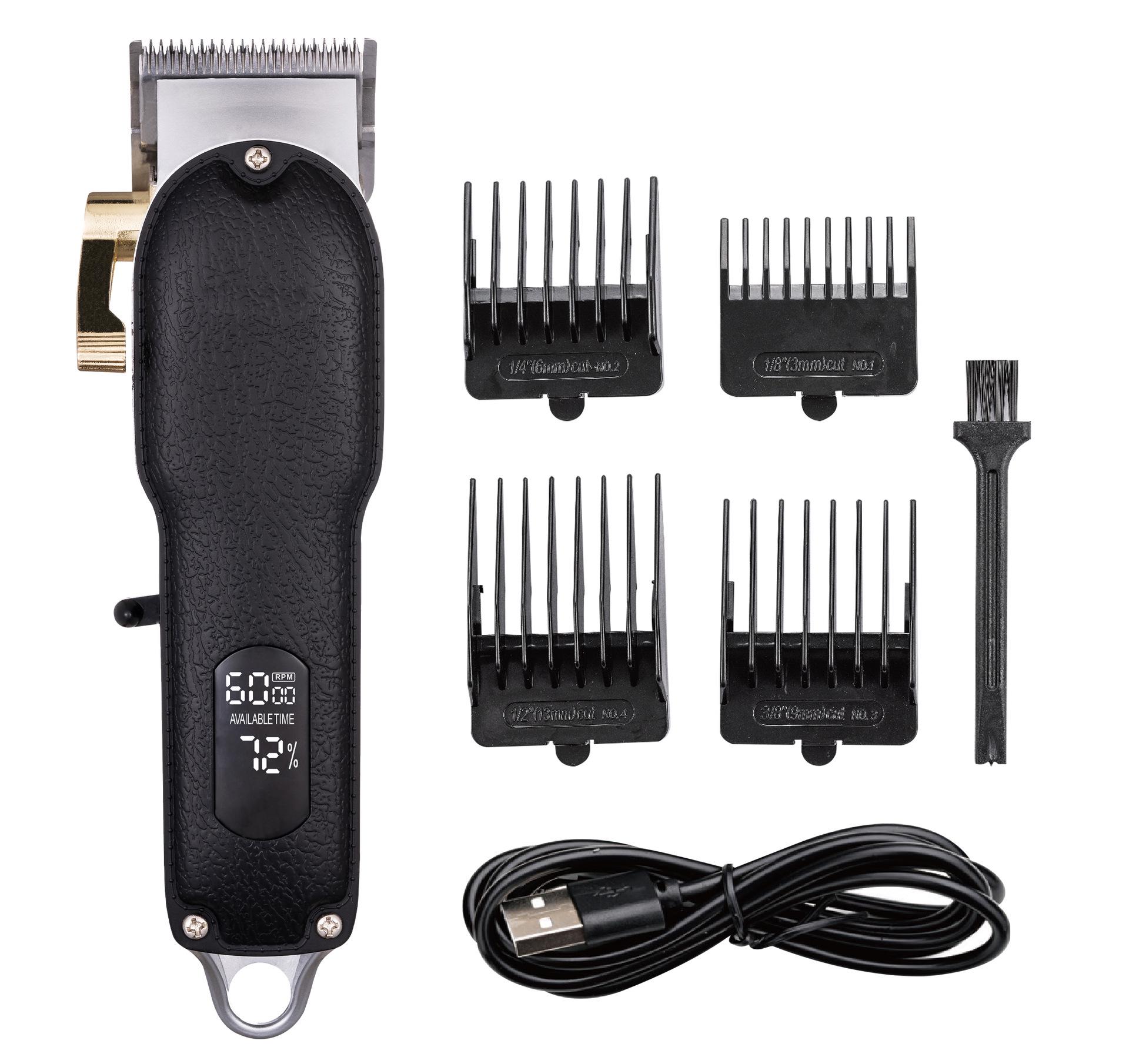 

Мощная машинка для стрижки волос с ЖК-цифровым дисплеем для салонной укладки волос чёрный