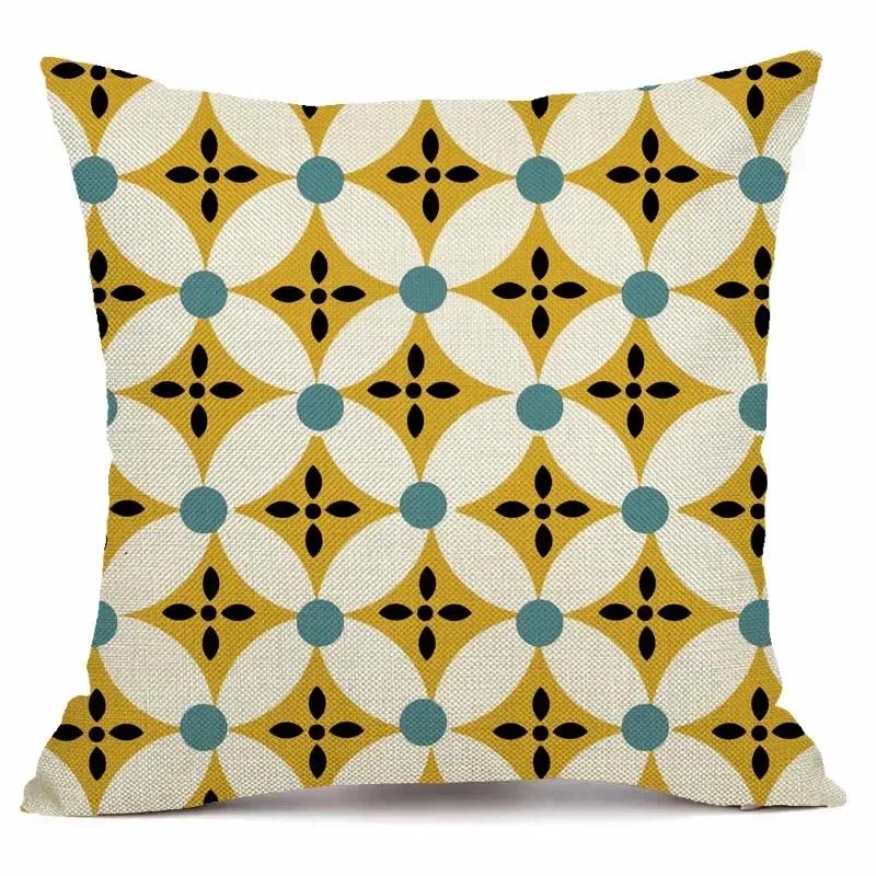 Geometrical Print Pillowcase Decorative Cushion Cover Linen Throw Pillowcase Home Living Room Bedroom Sofa Decorative 45x45cm