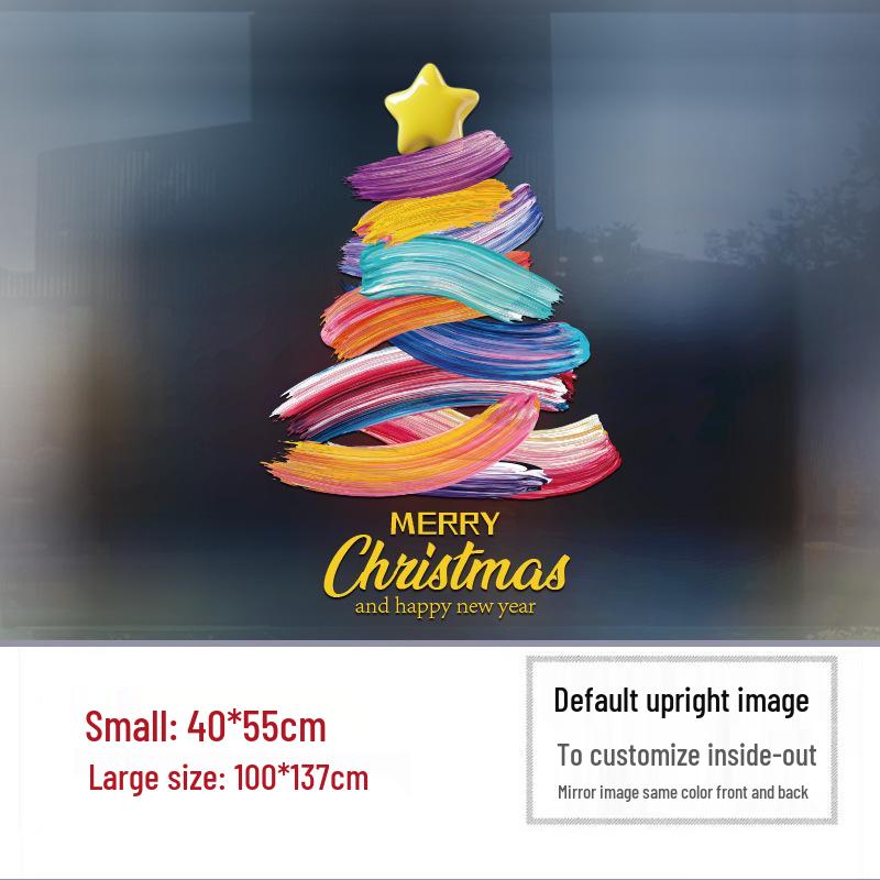 

Статические наклейки на елку для витрин магазинов - Праздничные декоративные наклейки для оформления Small 40*55cm - Design 1