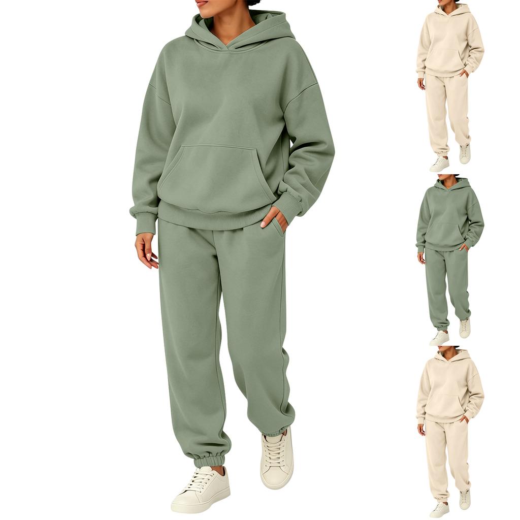 Women's Athletic Two-Piece Sweatsuit Set with Top and Wide-Leg Pants for Workout and