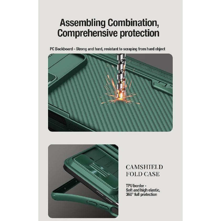 

Mangix for Samsung Galaxy Z Fold 5 Case with S Pen Holder & Slide Camera Cover [Creative Hinge Protection][Hidden Kickstand] Protective Phone Case Z FOLD 5