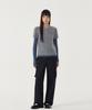 COVERNAT WOMAN Henley Neck Layered Long Sleeve Melange Gray