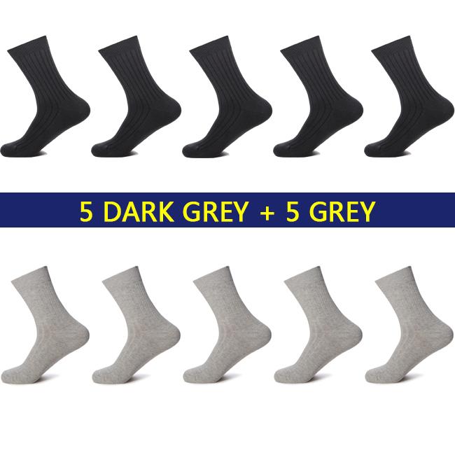 10 Paar Nieuwe Herensokken Katoen Man Zwart Wit Zakelijk Casual Ademend Strepen Dubbele Naald Mannelijk Hoge Kwaliteit