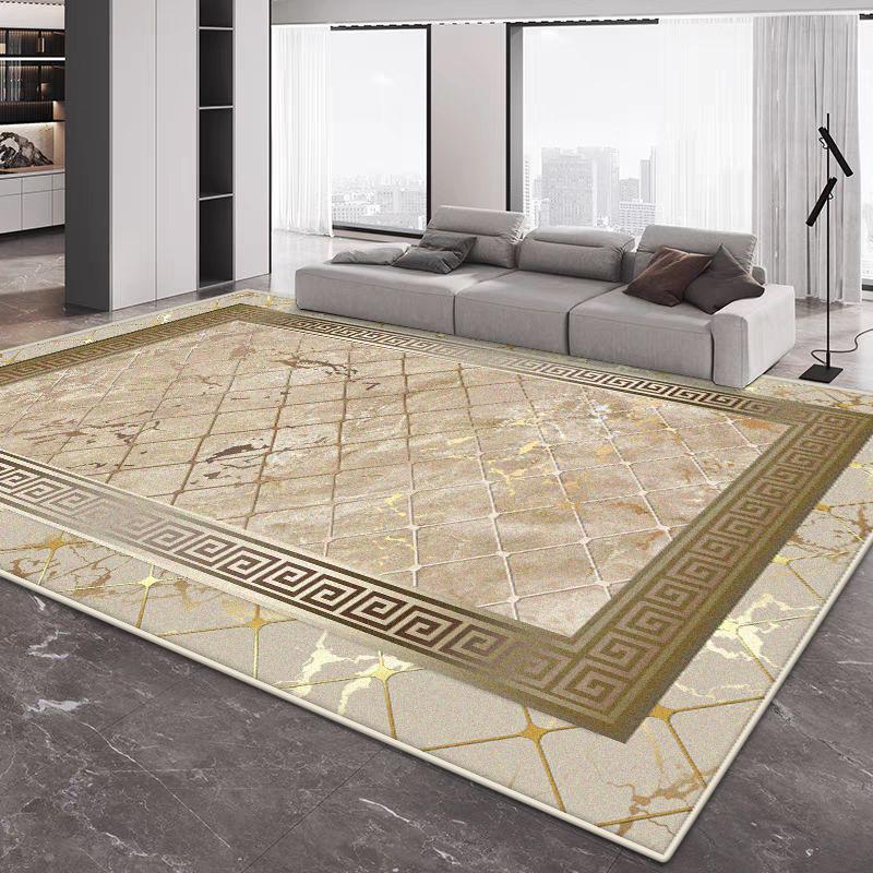Modern Big Size Home Decoration Luxury Living Room Rug Golden Border Non-slip Sofa Table Mat Easy Clean Cloakroom Lounge Carpet