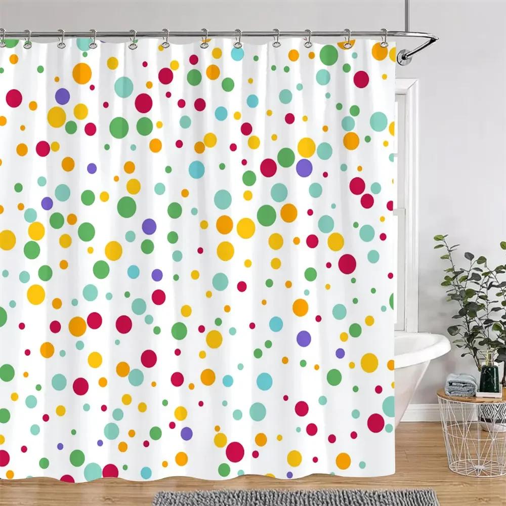 Polka Dot Geometric Line Shower Curtain Colourful Solid Colour Simple Modern Polyester Washable Shower Curtains Bathroom Decor