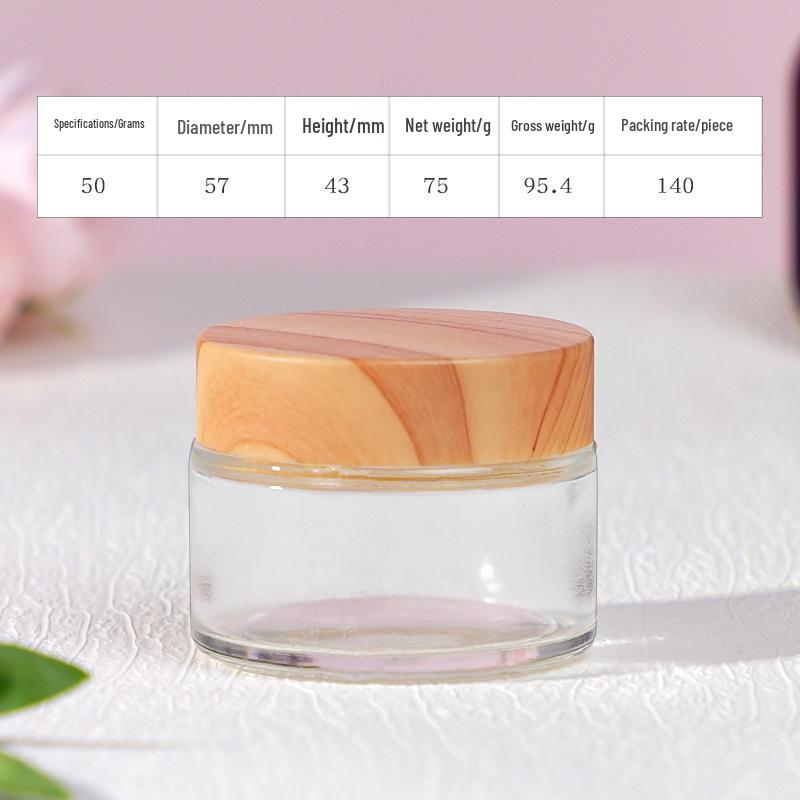 Travel Size Cosmetic Cream Bottle with Wood Grain Lid for Skincare and Makeup Remover