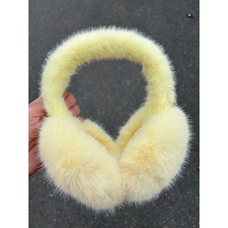 

Романтичные цветные наушники, новые модные милые цветные плюшевые наушники с имитацией меха кролика, женские зимние популярные