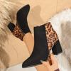 Stivaletti da Donna Taglie Forti con Stampa Leopardo, Scarpe Stile Martin con Tacco Basso e Zip Laterale