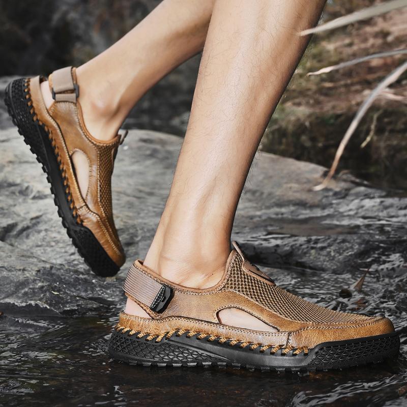 Summer Men's Sandals Outdoor Mesh Sandals Men Sandals Slides Handmade Sandals Roman Outdoor Sneakers