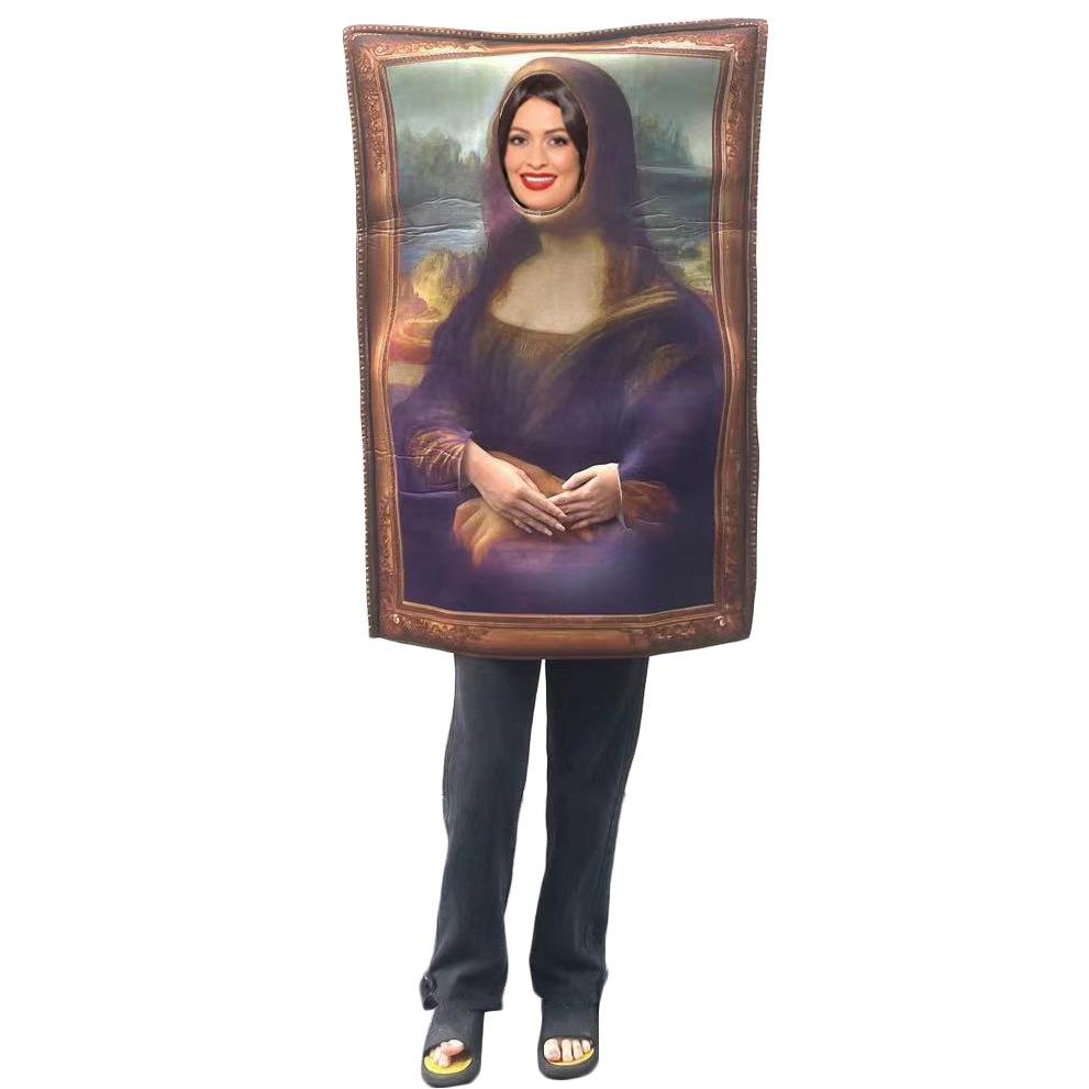 

костюмы для вечеринки на Хэллоуин веселая пародия крик Ван Гога настенная кукла костюм Моны Лизы картина капюшон One Size