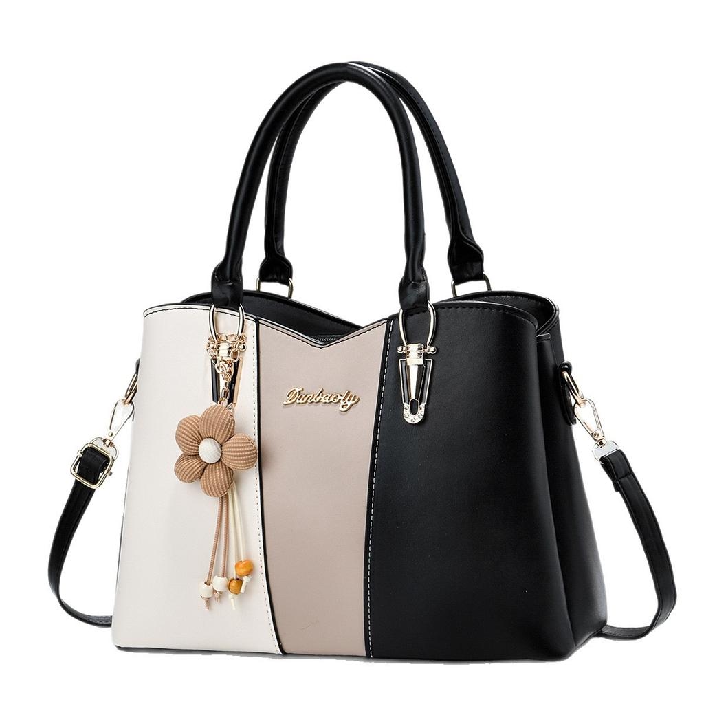 2026 New Color Blocking Splicing Shoulder Bag