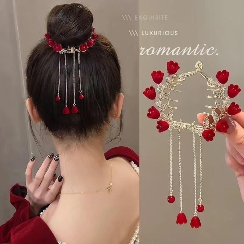 Women's Tassel Rhinestone Hair Clip Exquisite Glitter Maruko Headband Hair Clip  Valentine's Day Gift For Girlfriend Wife