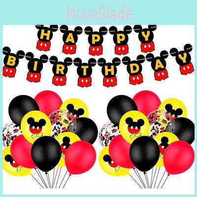 Mickey Mouse Minne Crianças Suprimentos de Festa de Aniversário Decoração Balão Banner E Conjunto de Louça