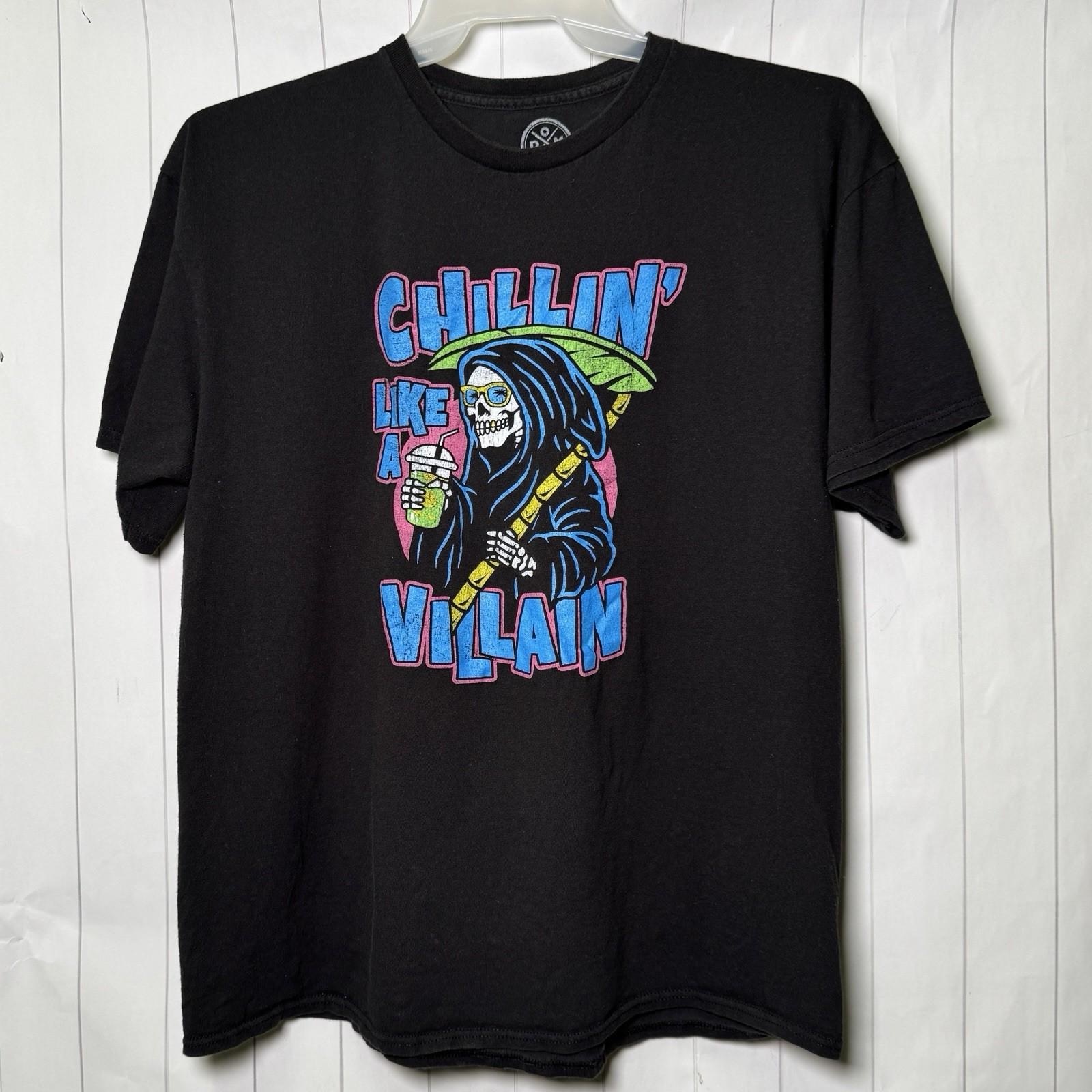 Grim Reaper Graphic Tee Black Cotton T-shirt Grunge Streetwear Alternative XL S