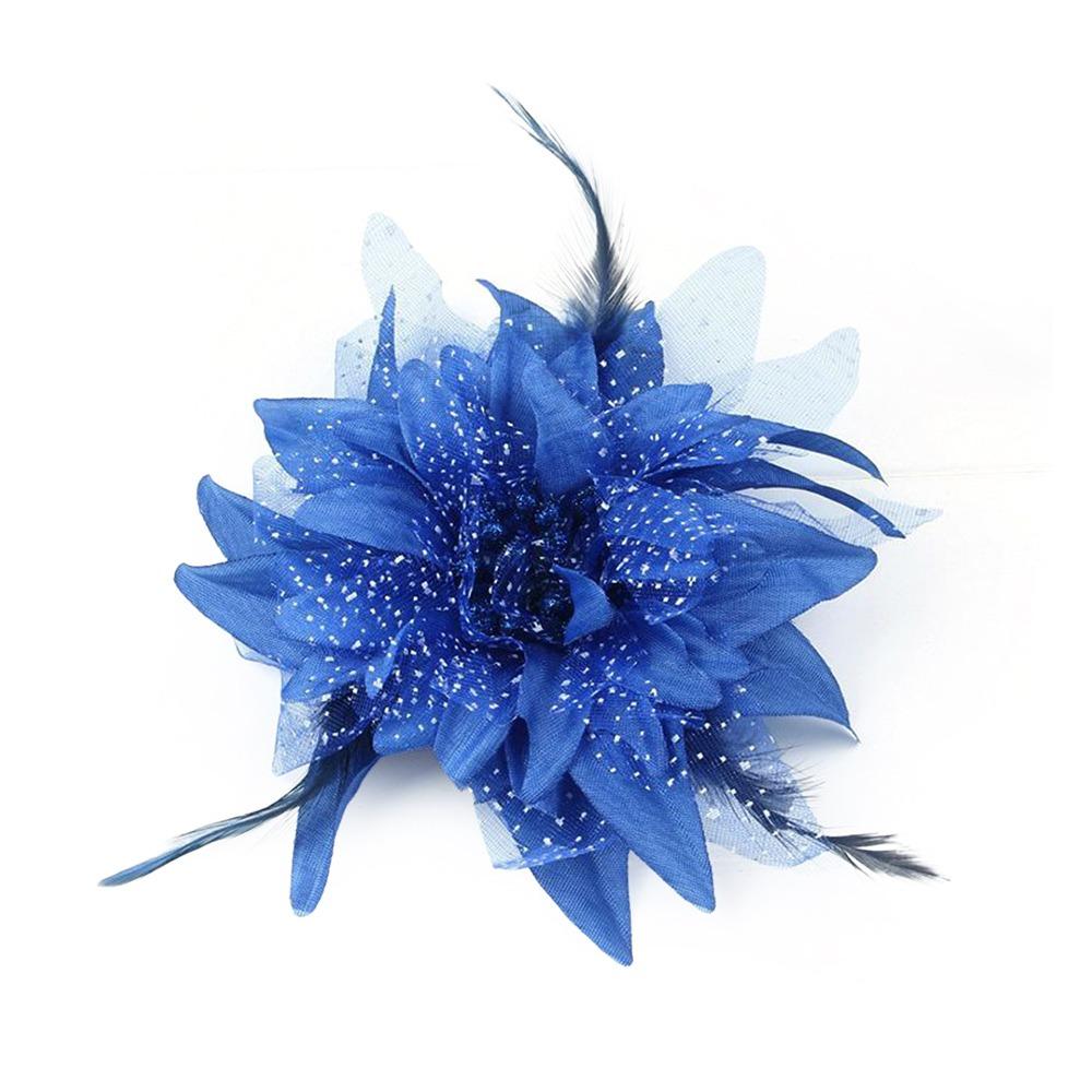 

Brooch Feathers Hair Clip Feather Bridal Hairpin Headdress Fashion Hairband for Dance Performance Dark blue