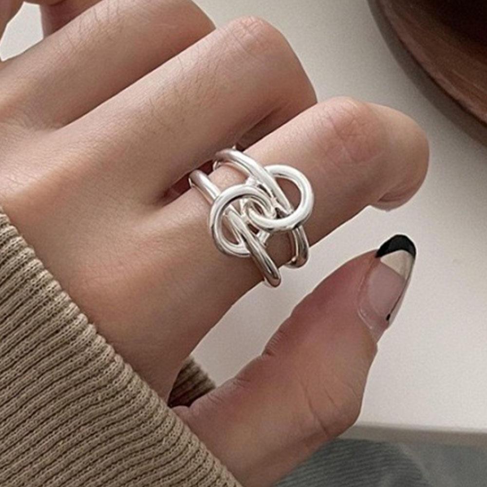 

BF CLUB 925 Sterling Silver Rings For Women Open Minimalist Retro Chain Ring Creative Anillos Bague Fine Jewelry resizable