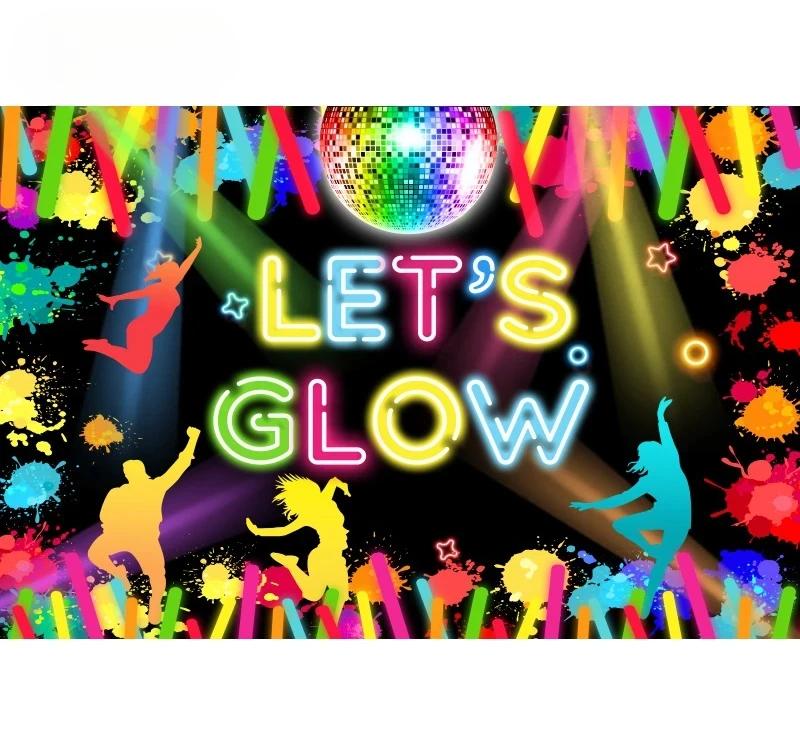 Splashing Graffiti Glow Wall Backdrop  HipHop Theme Happy Birthday Party Photography Background BannerTapestry