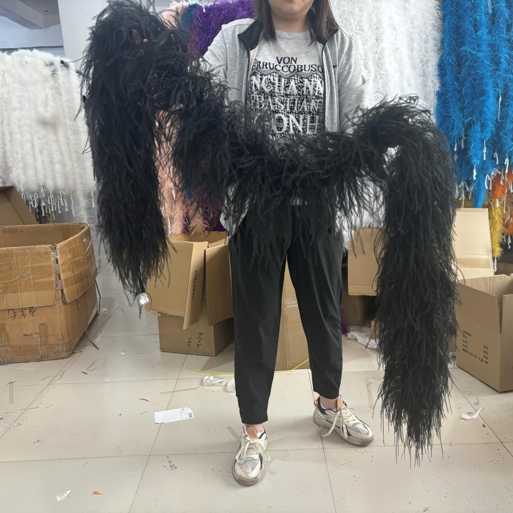 DIY Blau Natürliche Straußenfedern Boa Schal 1-20 Lagen Flauschige Federn Band Schal für Hochzeit Weihnachten Schal Röcke Nähzubehör