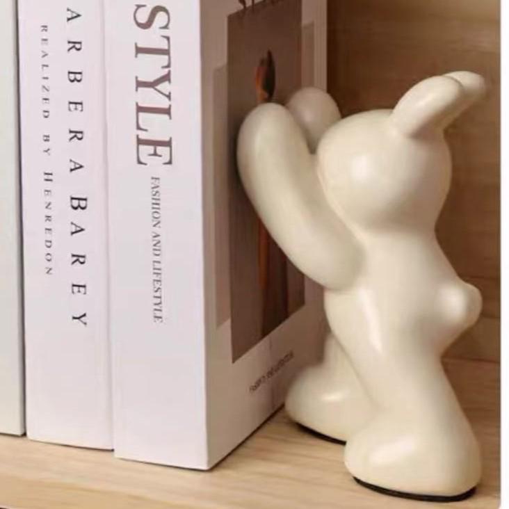 

Скандинавские Книжные Подставки в виде Кроликов - Милые Керамические Изделия Ручной Работы для ТВ- или Винного Шкафа в Белом, Зеленом, Черном Цвете