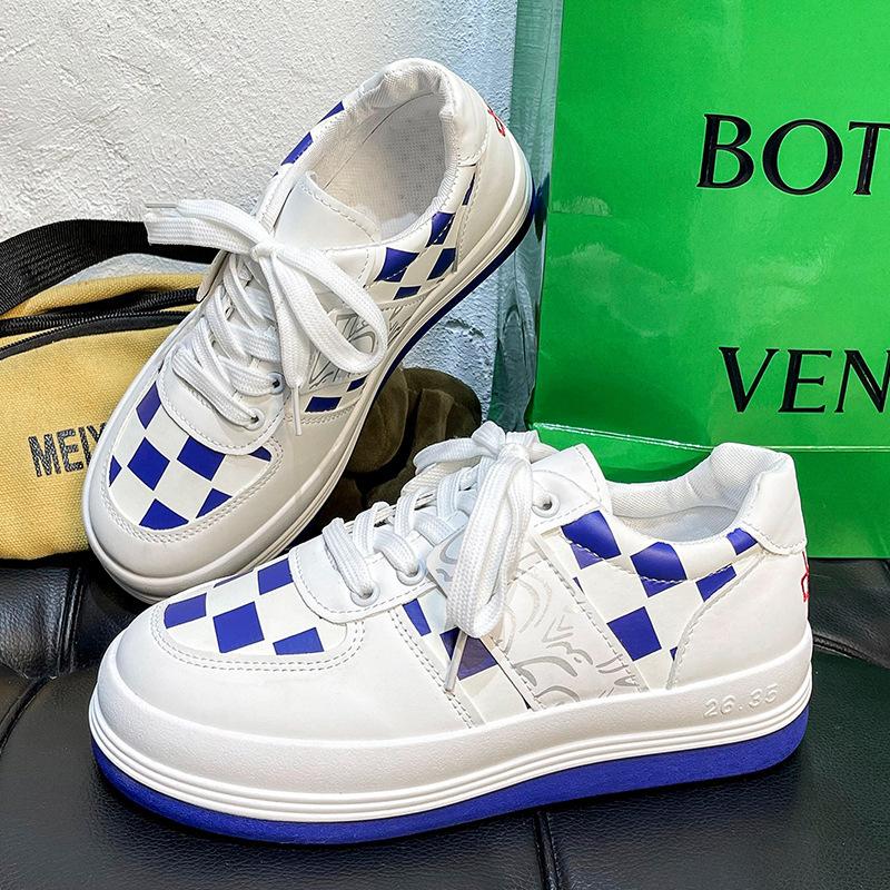 

Summer new spring and autumn white shoes sports board shoes women s shoes versatile platform ins 35 синій