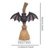 Halloween Besen Fledermaus Figur Harz Fledermaus mit roten Augen Tischdekoration für Innen Außen Zuhause Terrasse Deko