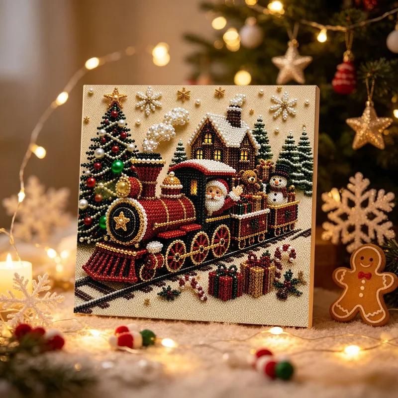 2026 Christmas Pearl Diamond Painting DIY 3D Pearl Christmas Kit Classic Festive Designs Handmade for Xmas Home Wall Decoration