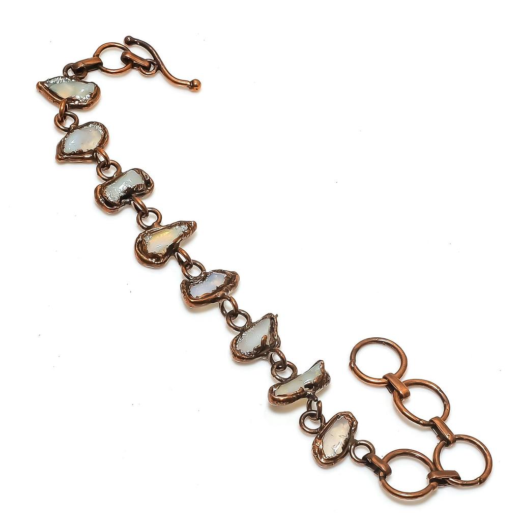 Rainbow Moonstone Bracelet Gemstone Jewelry, Copper Electroformed Bracelet, Adjustable Handmade Beautiful Jewelry Bracelet