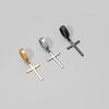 Korean Stainless Steel Cross Clip-On Earrings - Unisex, No Piercing Needed