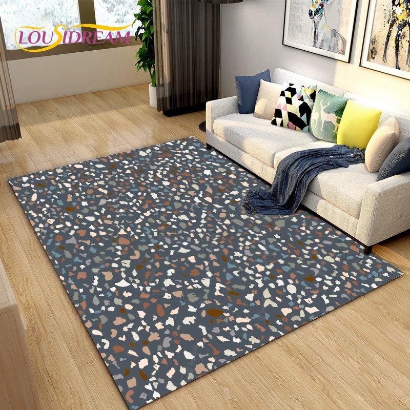 3D barva Drcený kámen Cesta štěrková plocha Koberec Velký,Koberec Koberec do obývacího pokoje Ložnice Pohovka Dekorace rohožky, Protiskluzová podložka