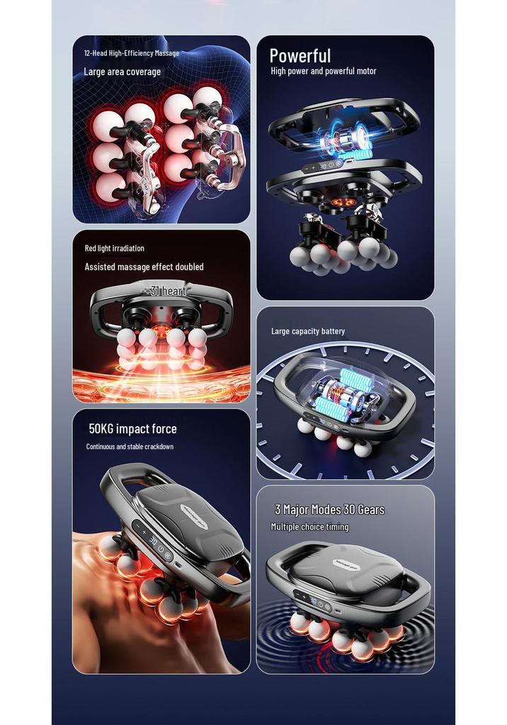 Smart Twelve-Head Professional Percussion Massager for Full Body Relaxation