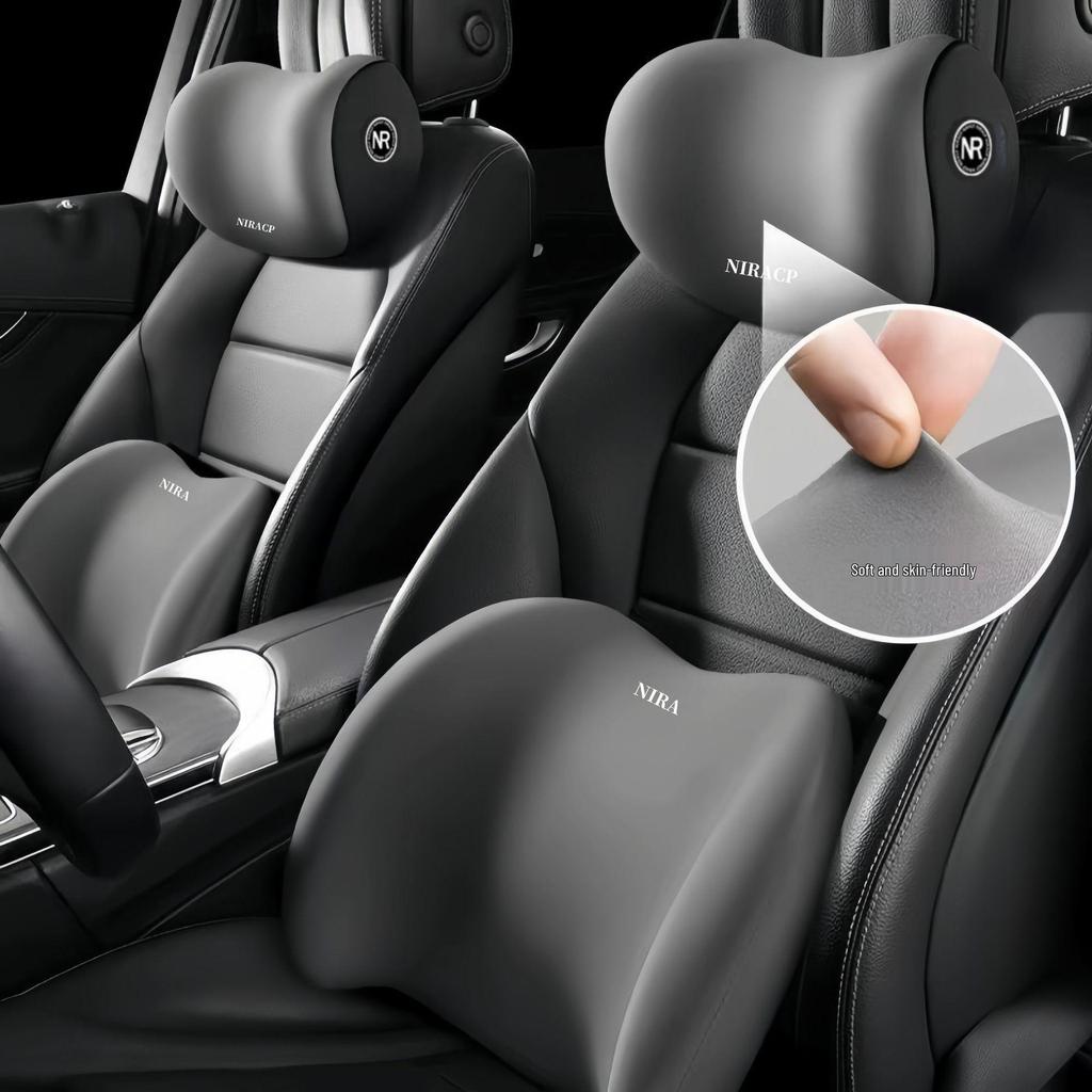 Set Cuscino Supporto Lombare e Spalle in Memory Foam per Auto