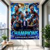 Golden State Warriors 2022 Champions Poster Blue Neon Trophy Curry Team Glow