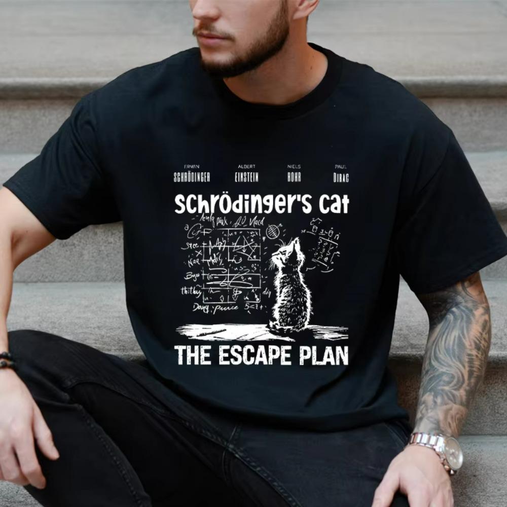 

T-Shirt for Men Women Clothing Fashion Cat The Escape Plan Geeky Printed T Shirts Harajuku Short Sleeve Tee Casual Tops XXS