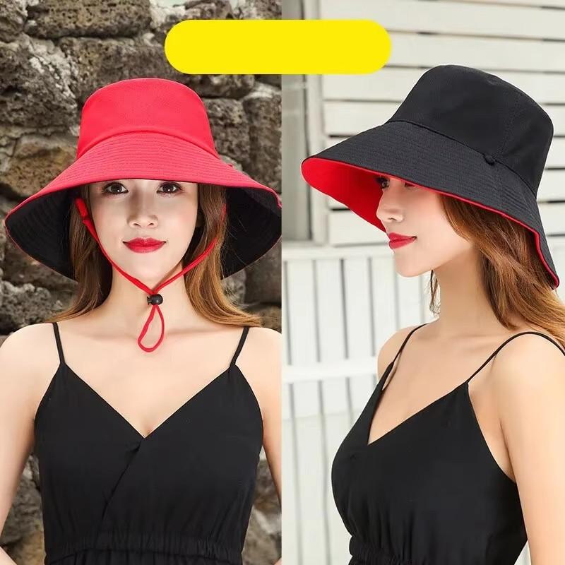 Gorro Reversible Mujer Doble Cara, Sombrero de Pescador Liso, Verano, Protección Solar, Moda Urbana y Playa красный