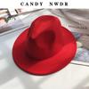 New autumn and winter woolen hats for men and women, couple's hats, wide-brimmed straight-edge hats, fashionable and versatile jazz hats