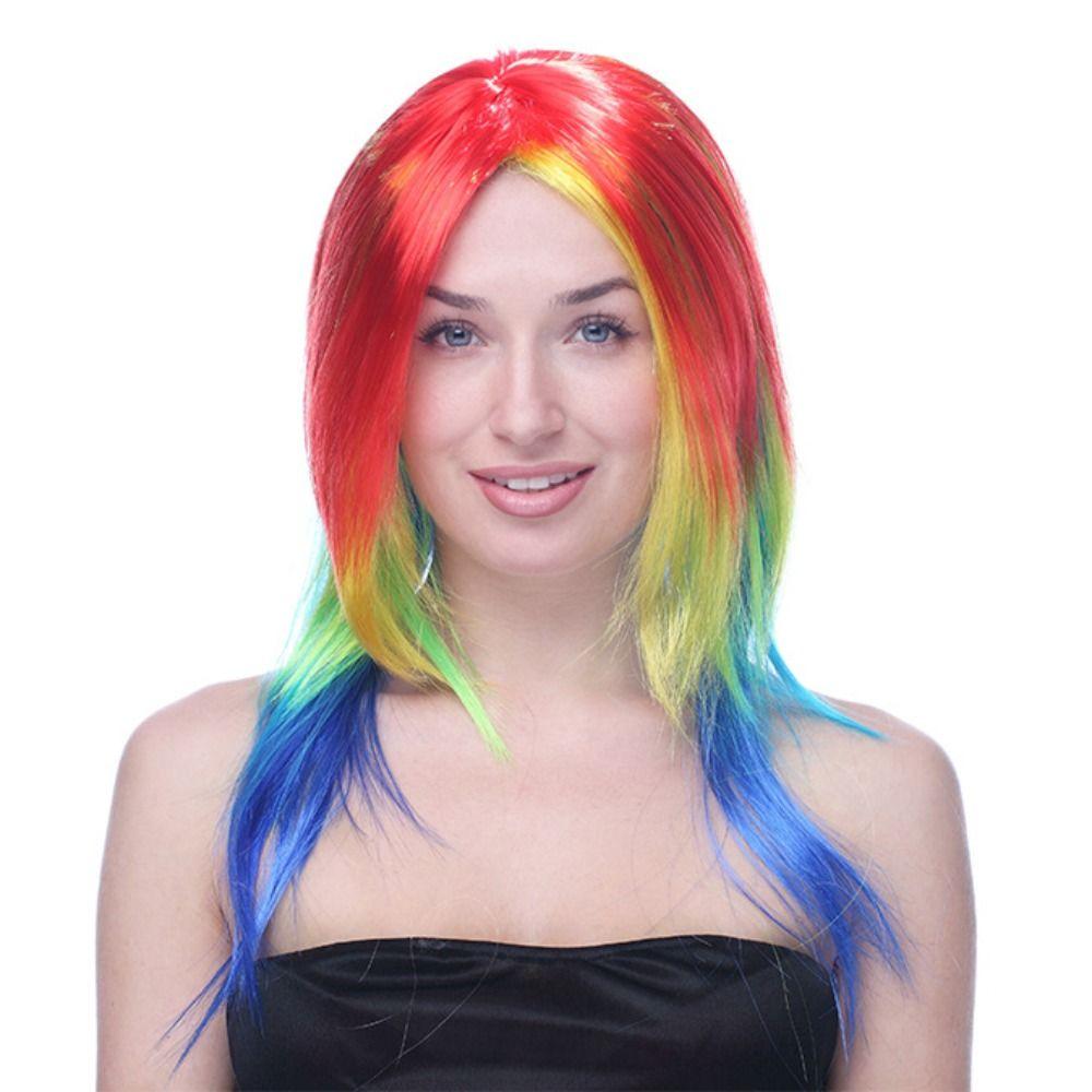 Rosa Cosplay Party Perücke Gerade Dame Farbige Perücke Karneval Lange Perücke Maskenball Show