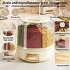 360 Degree Rotating Rice Dispenser Sealed Dry Cereal Grain Bucket Dispenser Moisture-proof Kitchen Food Container Storage Box