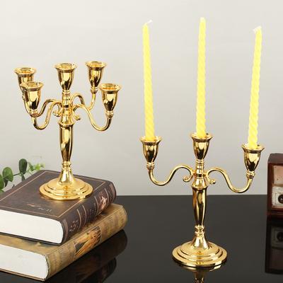 3/5-arm European Alloy Candle Holder Luxury Glossy Dining Romantic Candlelight Decor